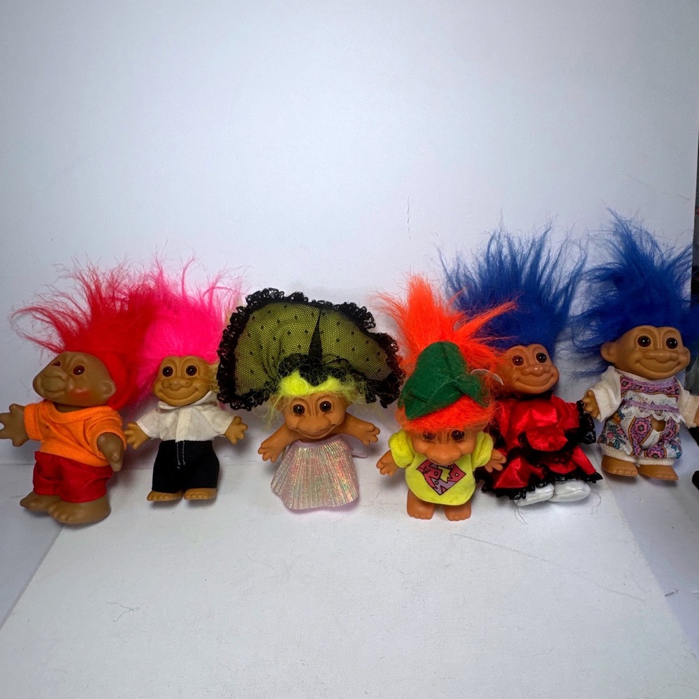 Dam Russ Troll Doll Lot 6pc Vintage Mixed Size Multicolor Good Retro 90s Toys